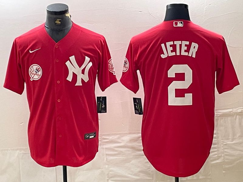 Men New York Yankees 2 Jeter Red joint name Nike 2024 MLB Jersey style 3